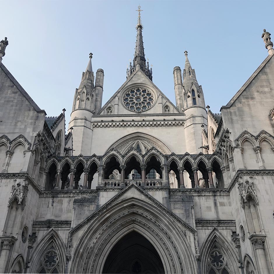 The Royal Courts of Justice building in the Strand, Westminster, London, UK.